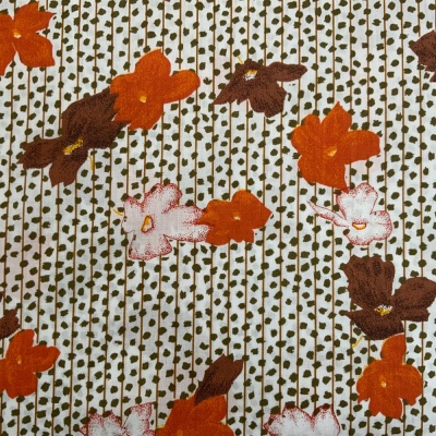 Vintage floral fabric in orange tones